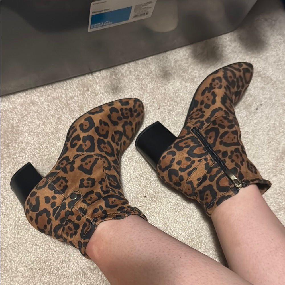Franco Sarto Brown Leopard Ankle Booties